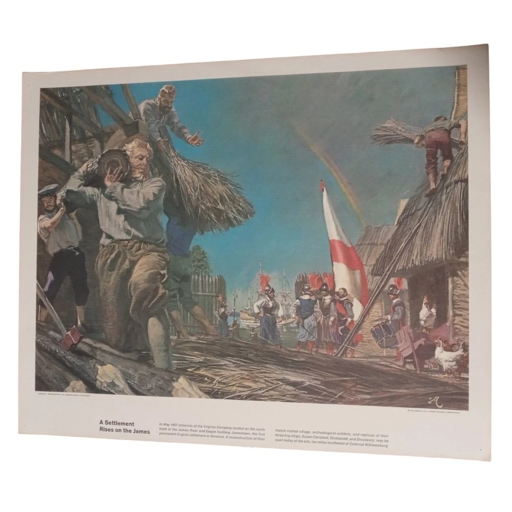 Jamestown 1607 First Settlement US History 15" x 19" art print by M